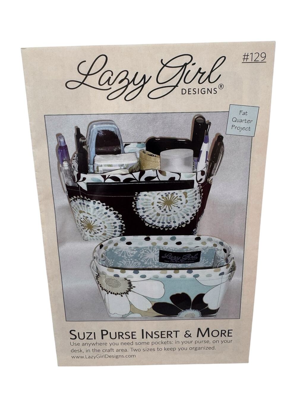 LAZY GIRL DESIGN Suzi Purse Insert & More Sewing Design Fat Quarter Project 2010